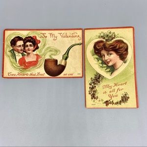 Antique Valentine’s Postcards Unused Pair
